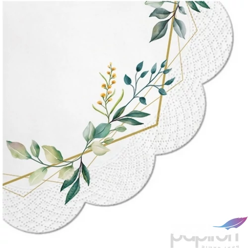Szalvéta 33x33cm PAW esküvői Leaves Frame 12db/csomag 