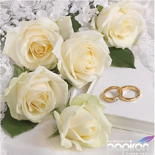Szalvéta Ambiante White Wedding papírszalvéta 25x25cm,15db-os