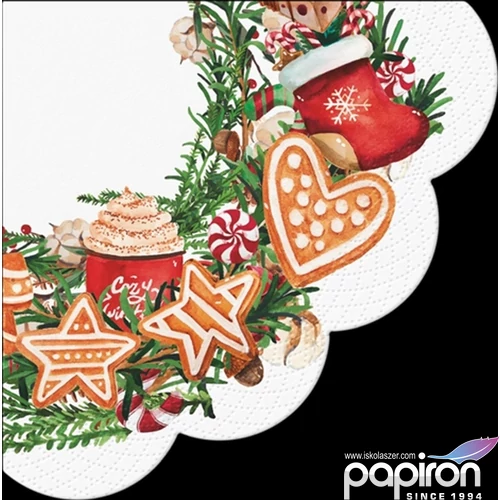 Szalvéta 33x33cm Ambiente Gingerbread Wreath Szalvéta 32cm 12db