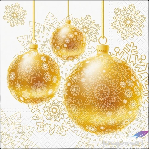 Szalvéta Ambiente Gold Ornamental Baubles papírszalvéta 33x33cm,20db-os