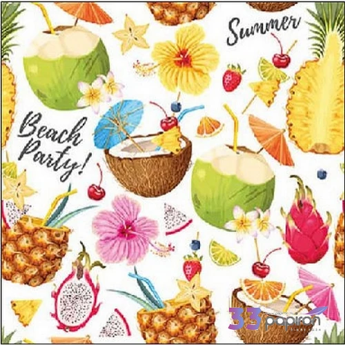 Szalvéta Ambiante summer Beach party white papírszalvéta 25x25cm,15db-os