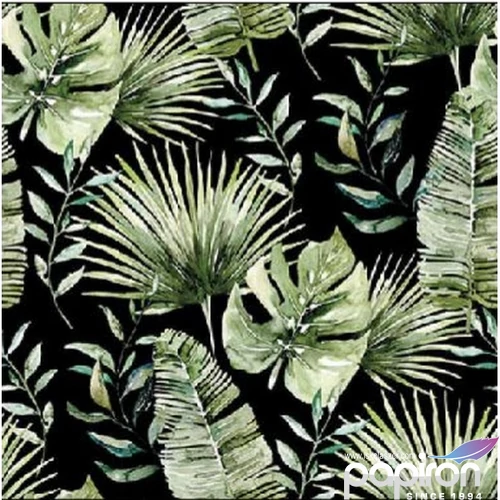 Szalvéta Ambiante Jungle leaves black papírszalvéta 25x25cm,15db-os