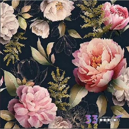 Szalvéta Ambiante virágos Peonies composition black papírszalvéta 25x25cm,15db-os