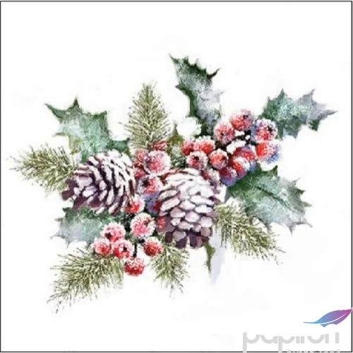 Szalvéta Ambiante Holly and Berries papír papírszalvéta 25x25cm,15db-os