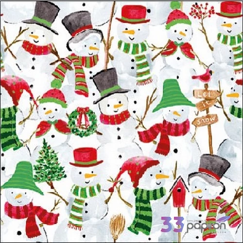 Szalvéta Ambiante karácsonyi Snowman Party papírszalvéta 25x25cm,15db-os