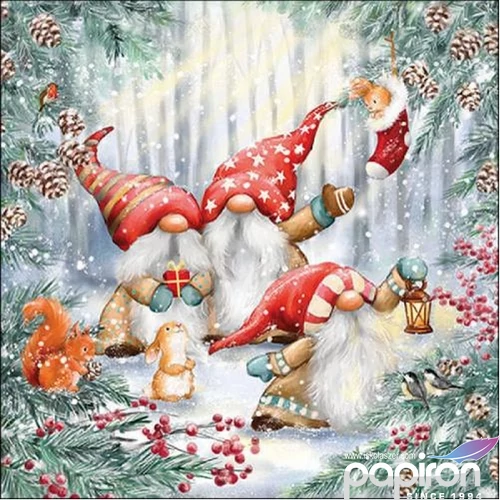 Szalvéta Ambiante Gnomes snowy forest papír papírszalvéta 33x33cm,20db-os