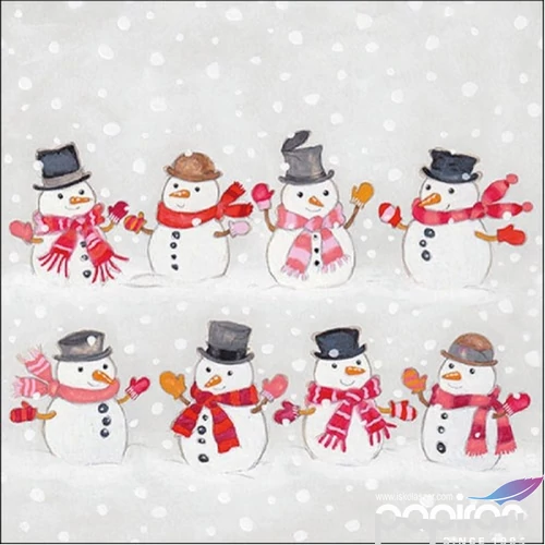 Szalvéta Ambiante Dancing snowmen papír papírszalvéta 33x33cm,20db-os