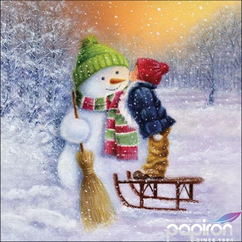 Szalvéta Ambiante Chidl kissing snowman papír papírszalvéta 33x33cm,20db-os