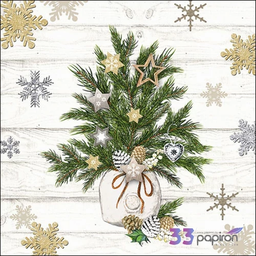Szalvéta Ambiante karácsonyi Decorated Branches papír papírszalvéta 33x33cm,20db-os