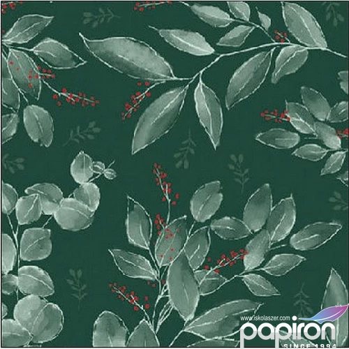 Szalvéta Ambiante Leaves and berries green papírszalvéta 25x25cm,15db-os