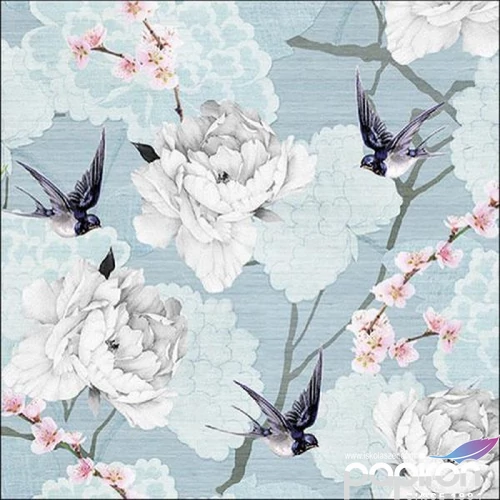 Szalvéta Ambiante Oriental Flowers Blue papírszalvéta 33x33cm,20db-os