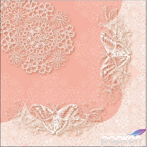 Szalvéta Ambiante Butterfly Lace Rose papírszalvéta 33x33cm,20db-os