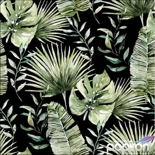 Szalvéta Ambiante Jungle leaves black papírszalvéta 33x33cm,20db-os