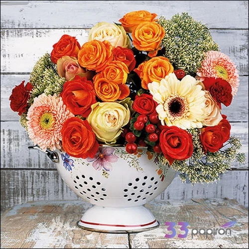 Szalvéta Ambiante virágos Flowers in strainer papír papírszalvéta 33x33cm,20db-os