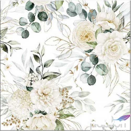 Szalvéta Ambiante Eucalyptus and roses papír papírszalvéta 33x33cm,20db-os