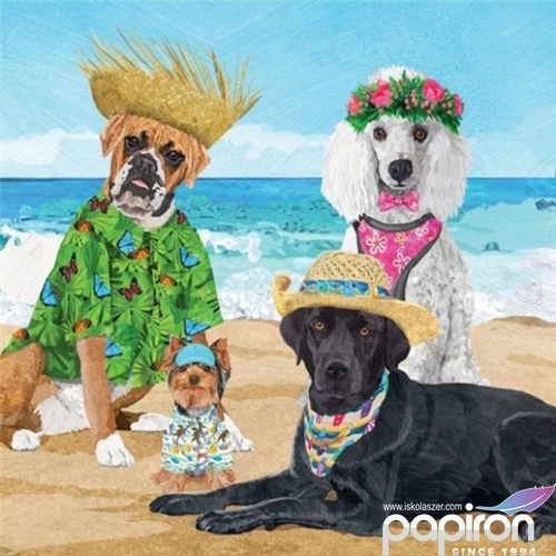 Szalvéta Ambiente Dogs' Beach Party papírszalvéta 33x33cm,20db-os