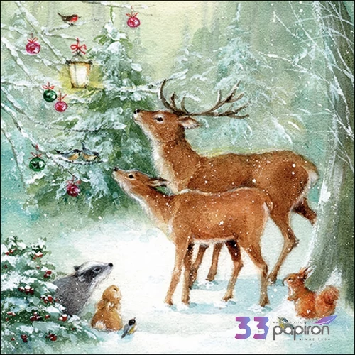 Szalvéta Ambiante karácsonyi Forest Cerebration papírszalvéta 33x33cm,20db-os