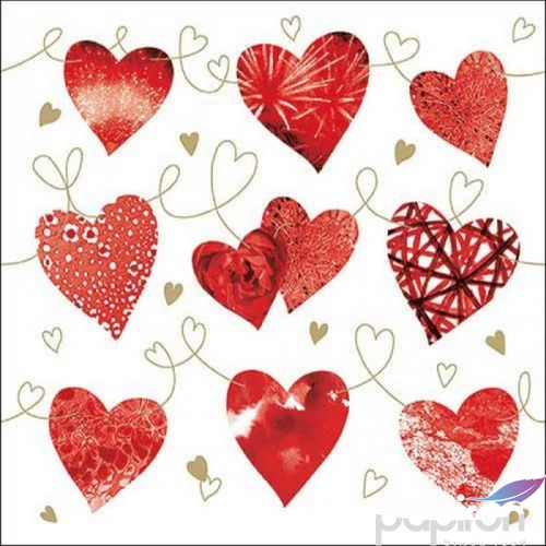 Szalvéta Ambiente szív hearts 33x33 3rétegű, 20db/csomag 13318220