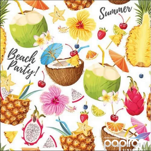 Szalvéta Ambiante Beach Party white papír papírszalvéta 33x33cm,20db-os