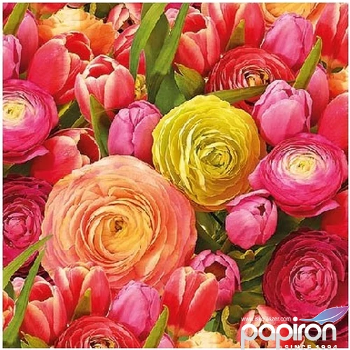 Szalvéta Ambiente virágos Ranunculus 25x25cm 3rétegű 20db/csomag