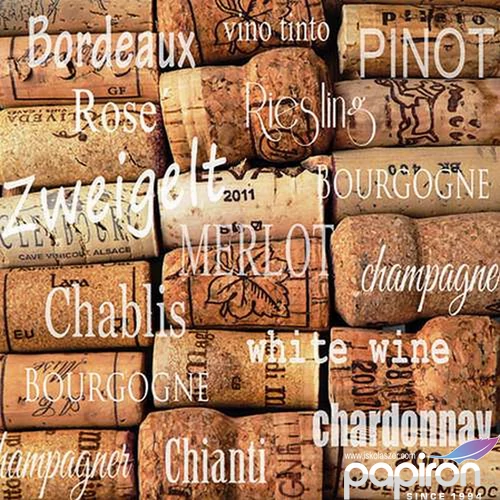 Szalvéta Ambiante Wine Corks papírszalvéta 25x25cm,15db-os