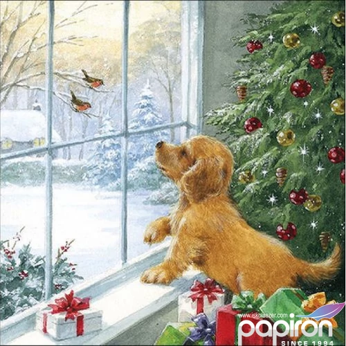Szalvéta Ambiante Dog watching birds papír papírszalvéta 33x33cm,20db-os
