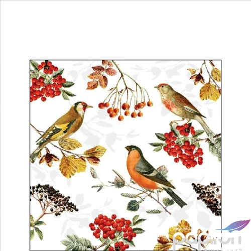 Szalvéta 25x25cm Autumn birds 3rétegű 20db/csomag 