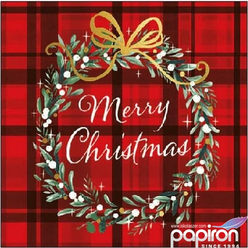 Szalvéta Ambiante Christmas Plaid Red papírszalvéta 25x25cm,15db-os