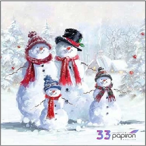 Szalvéta Ambiante hóemberek Snowman With Hat papírszalvéta 25x25cm,15db-os