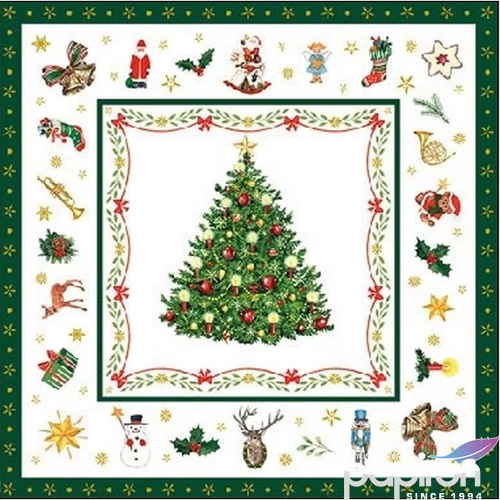 Szalvéta Ambiante Christmas Evergreen white papír papírszalvéta 25x25cm,15db-os