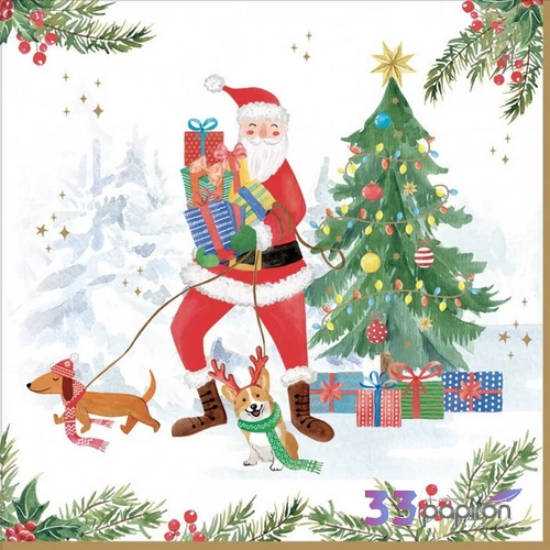 Szalvéta karácsony Joyful Santa papírszalvéta 33x33cm,20db-os