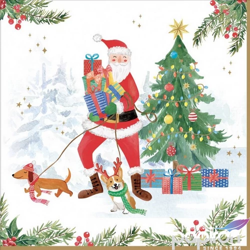 Szalvéta karácsonyi , Joyful Santa papírszalvéta 33x33cm,20db-os