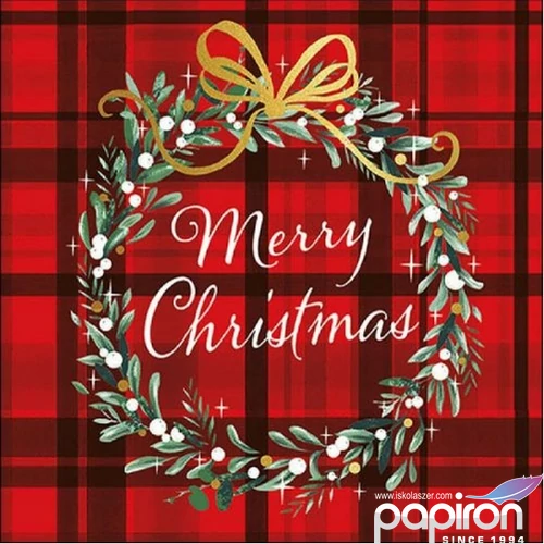 Szalvéta Ambiante Christmas Plaid Red papír papírszalvéta 33x33cm,20db-os