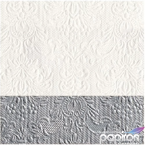 Szalvéta Ambiente Elegance Elegance Dip Silver dombornyomott papírszalvéta 25x25cm,15db-os