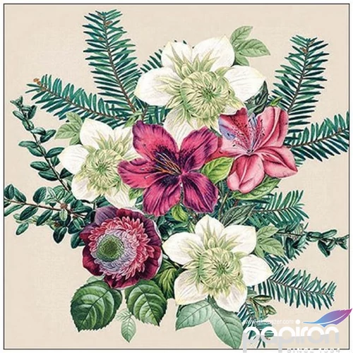 Szalvéta Ambiante Azalea and helleborus cream papír papírszalvéta 33x33cm,20db-os