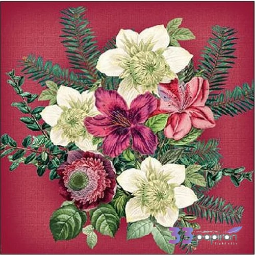 Szalvéta Ambiante Azalea and helleborus red papírszalvéta 25x25cm,15db-os