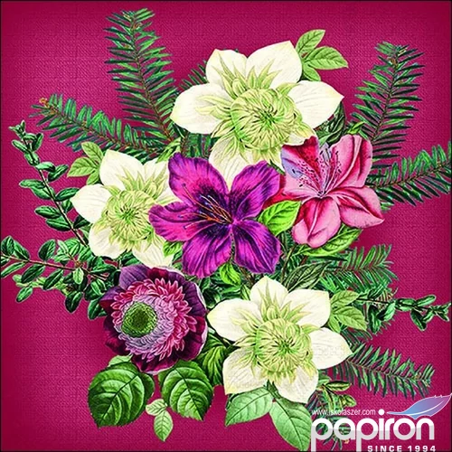 Szalvéta Ambiante Azalea and helleborus red papír papírszalvéta 33x33cm,20db-os