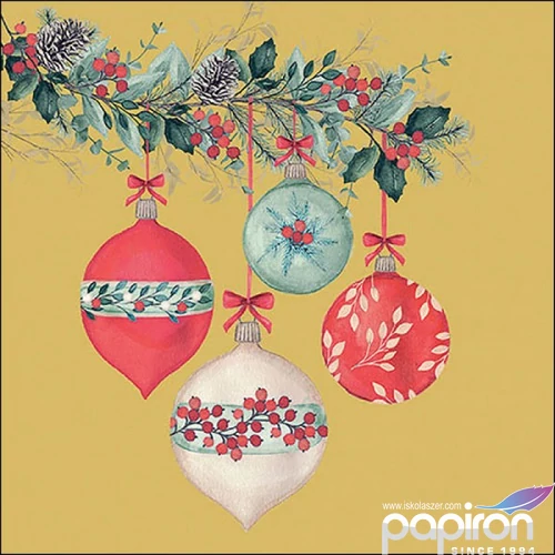 Szalvéta Ambiante Berry baubles godl papír papírszalvéta 33x33cm,20db-os
