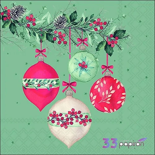 Szalvéta Ambiante Berry baubles green papírszalvéta 25x25cm,15db-os