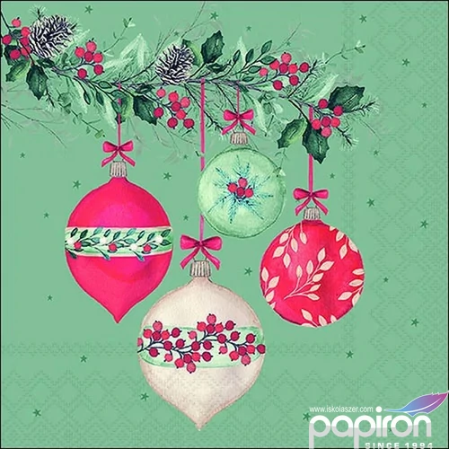 Szalvéta Ambiante Berry baubles green papírszalvéta 25x25cm,15db-os