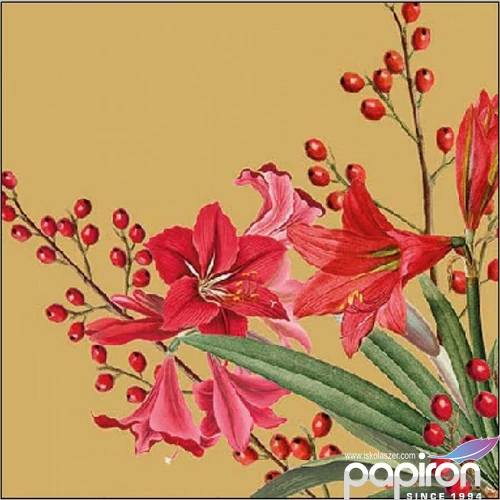 Szalvéta Ambiante Christmas Bouquet Gold papírszalvéta 25x25cm,15db-os