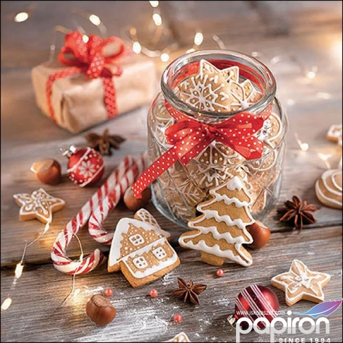 Szalvéta Ambiante Christmas cookies jar papír papírszalvéta 33x33cm,20db-os