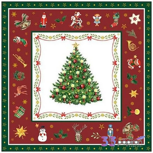 Szalvéta Ambiante Christmas Evergreen red papír papírszalvéta 33x33cm,20db-os