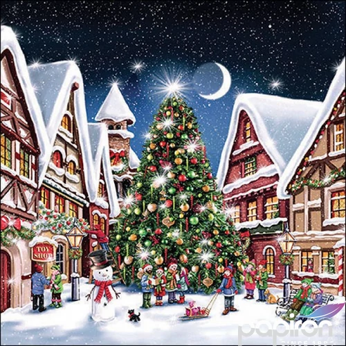 Szalvéta 33x33cm karácsonyi Christmas market 20db-os