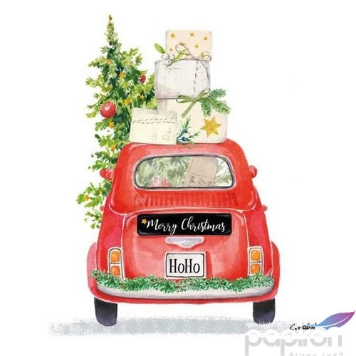 Szalvéta karácsonyi Christmas Taxi papírszalvéta 33x33cm,20db-os