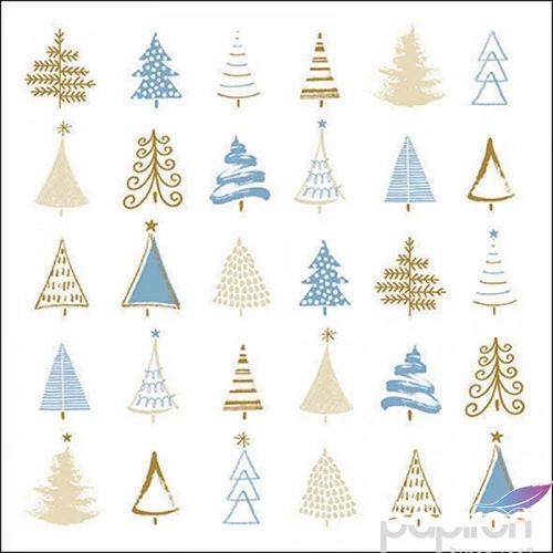 Szalvéta Ambiante Christmas tree doodl es blue papír papírszalvéta 33x33cm,20db-os