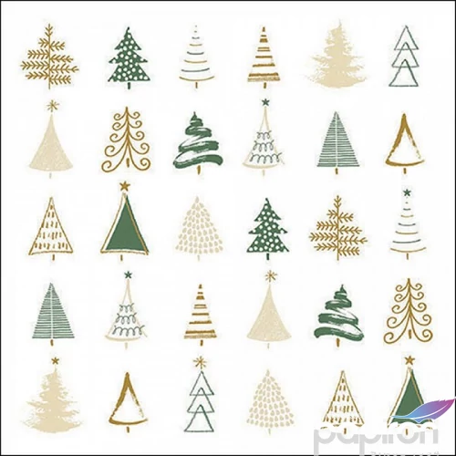 Szalvéta Ambiante Christmas tree doodl es green papír papírszalvéta 33x33cm,20db-os