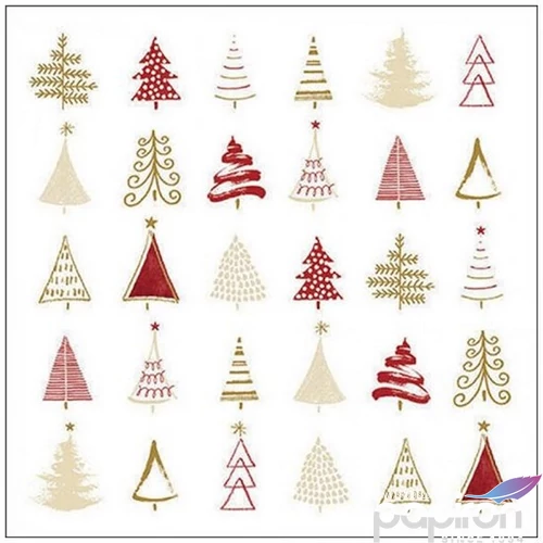 Szalvéta Ambiante Christmas tree doodl es red papír papírszalvéta 33x33cm,20db-os