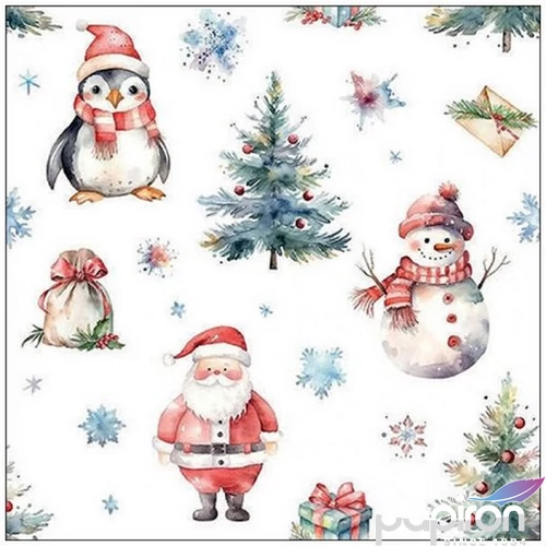 Szalvéta karácsonyi Christmas trio white 33x33cm 3rétegű 20db/csomag