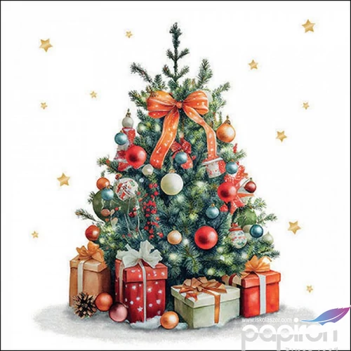 Szalvéta Ambiante Dekorated Christmas tree papírszalvéta 25x25cm,15db-os